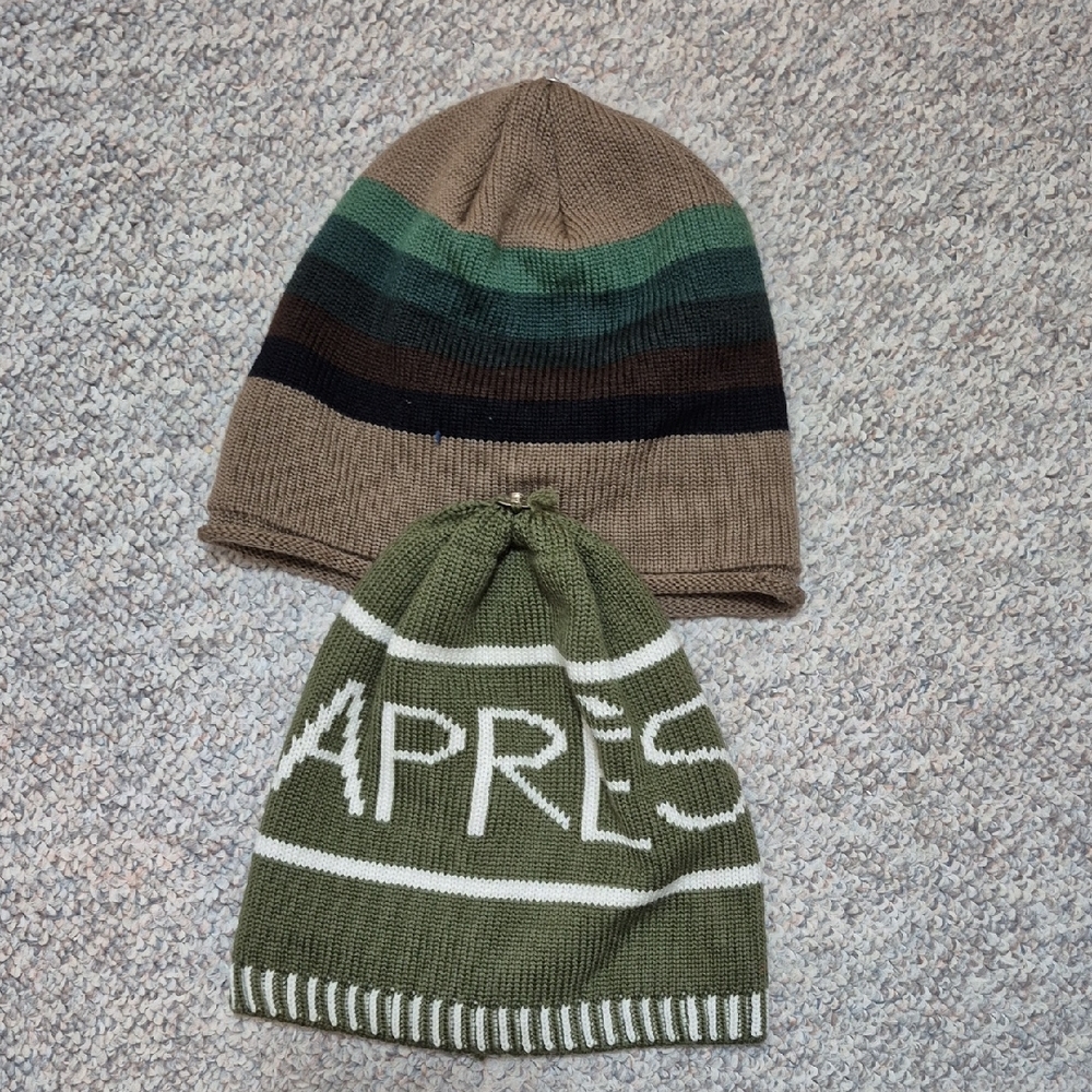 Green and Brown Knit Beanie Set